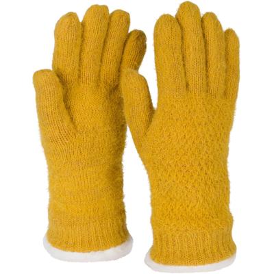 Strickhandschuhe STYLEBREAKER "Strickhandschuhe mit Reiskornmuster und Fleece", Damen, gelb (curry), Modisch, Handschuhe
