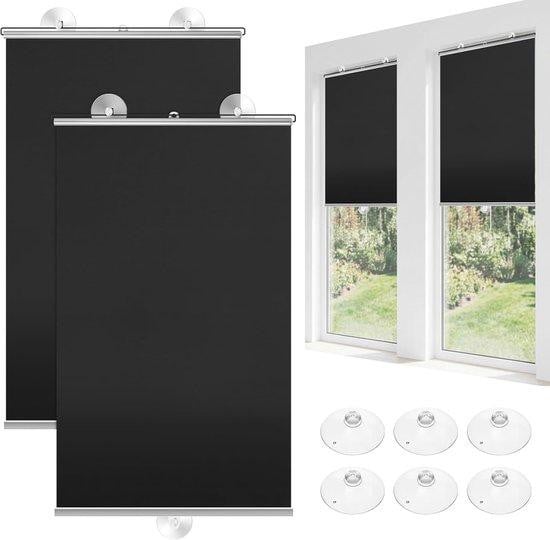 Unyqoos Verduisteringsrolgordijn met zuignappen, set van 2, zwart, 58 x 125 cm