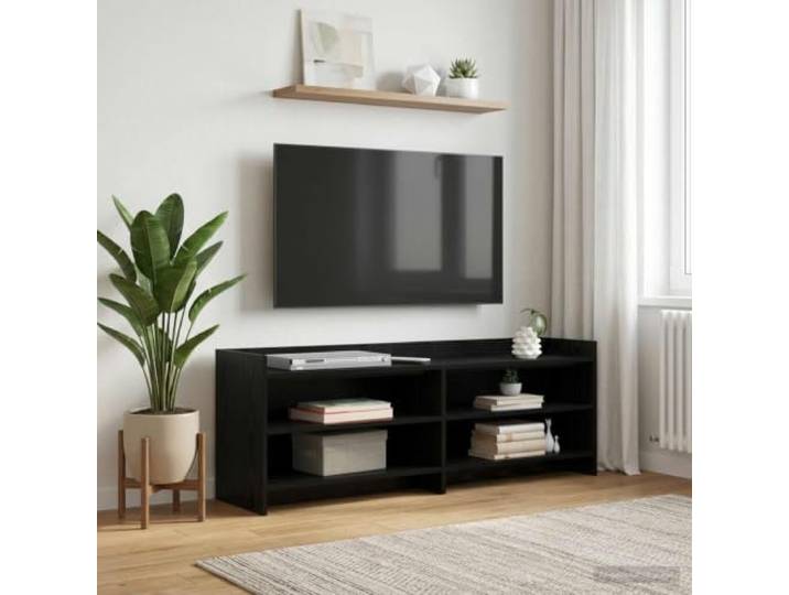 GKMBCVDFR TV-Schrank 135 x 33 x 47 cm Schwarze Eiche Holzwerkstoff Stauraumfächer, rechteckige Form, pflegeleichte Oberfläche, Montage zu zweit