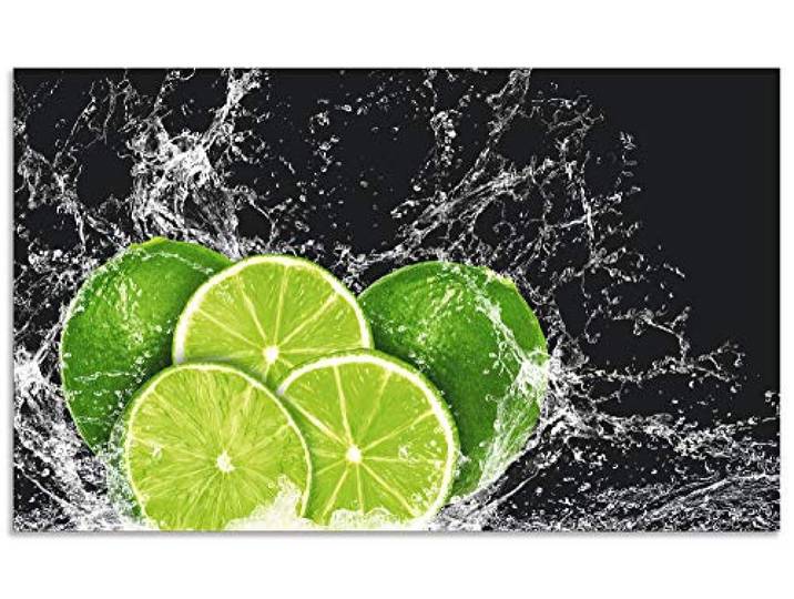ARTland Spritzschutz Küchenrückwand aus Alu für Küche Herd Spüle 100x60 cm (BxH) mit Motiv Essen Obst Früchte Limette Eiswasser Modern Dunkel H9KL