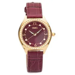 DIAMONIQUE® Damenuhr Quarzwerk = 0,58ct Lederband