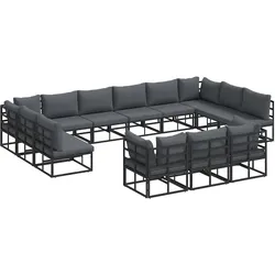 vidaXL Gartensofa-set mit Kissen 13 pcs Schwarz Aluminium