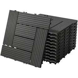 ECD Germany – WPC Terrassenfliesen – 30x30 cm Anthrazit Mosaik 5m2 | Holzoptik, Klicksystem mit Drainage