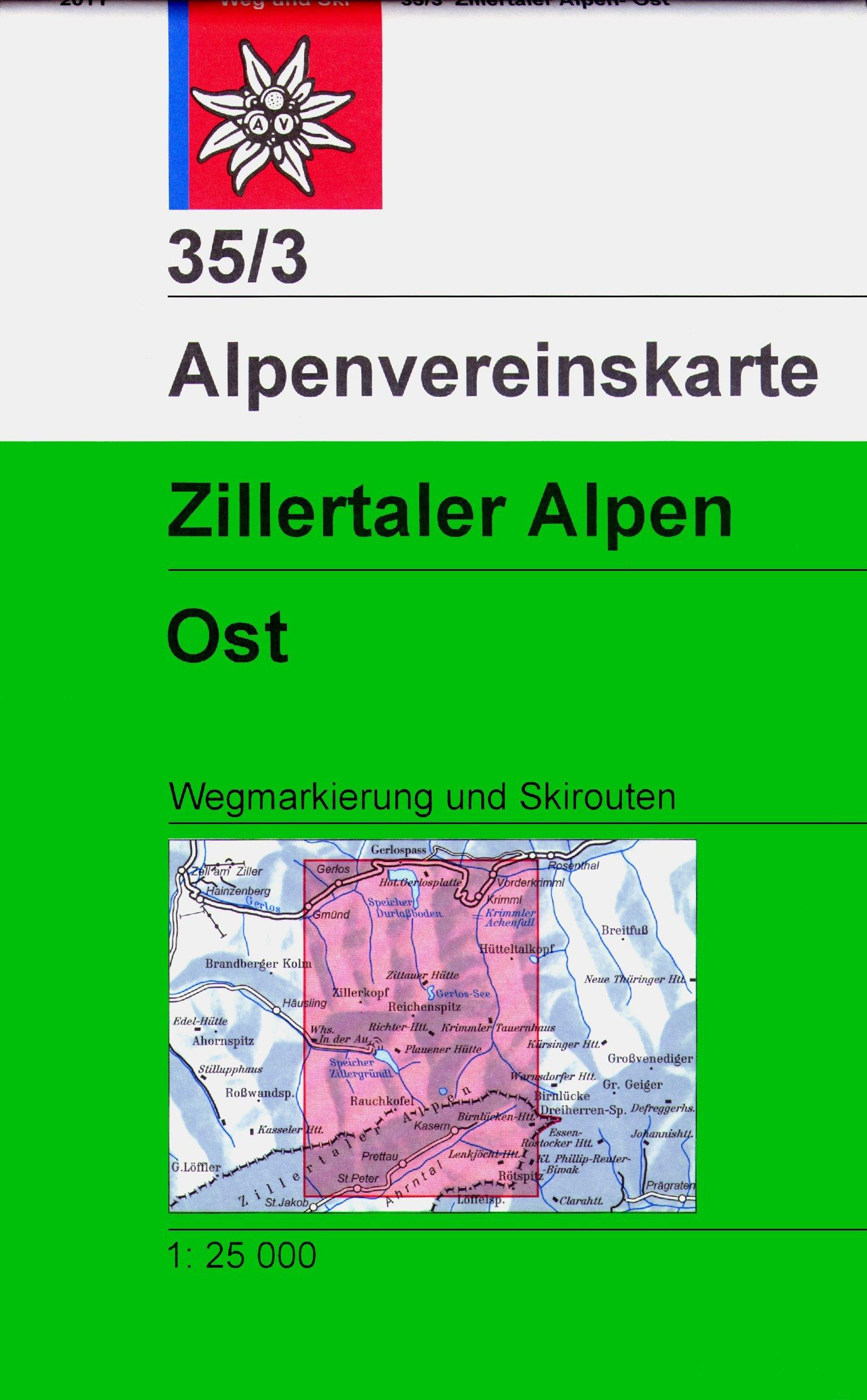 Carte de randonnée & ski n° 35/3 - Alpes de Zillertal Est (Alpes autrichiennes)   Alpenverein