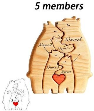 Uplifted Finds Personalized Art Wooden Bear Family Puzzle Custom Name Keepsake Heartwarming Gift For Family 5 Members customized