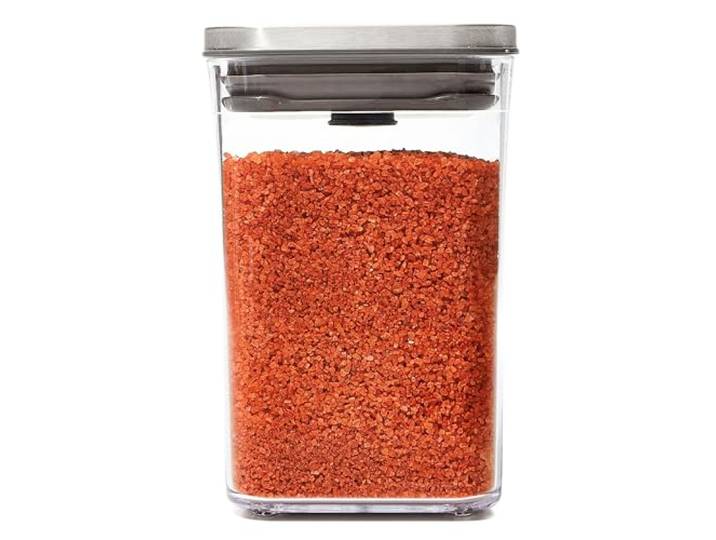 OXO Steel POP-voorraadbus, klein vierkant, laag, 1 L