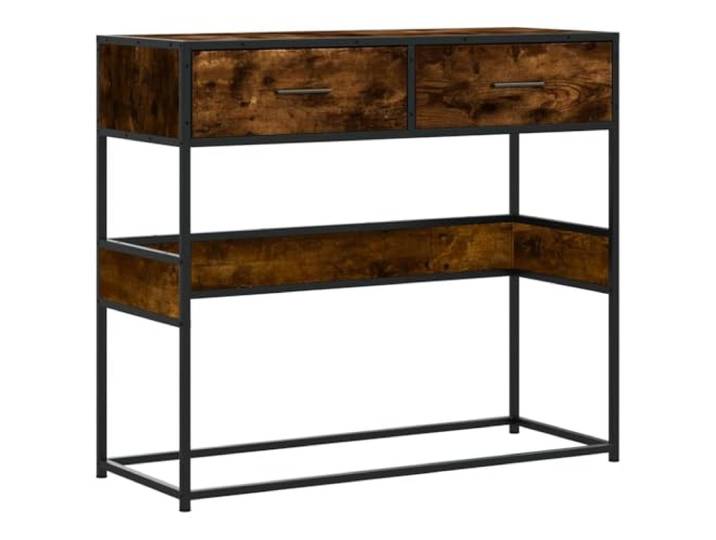 HAQWRDQSG Konsolentisch 90x35x80 cm Flurtisch Ablage Räuchereiche Vielseitige Ablagefläche mit Schubladen für Schlafzimmer und Eingangsbereich im modernen Industrie-Design.