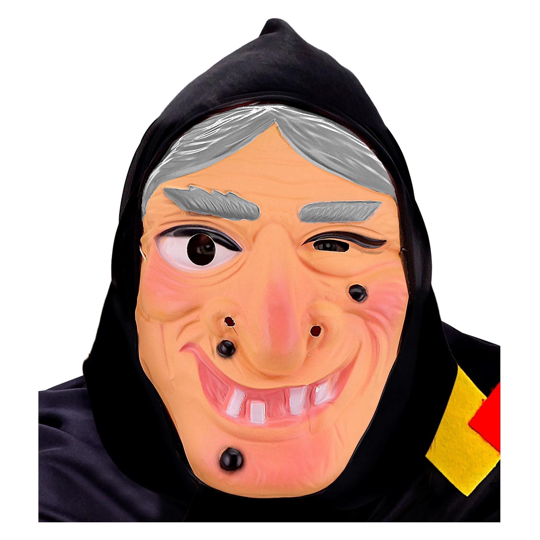 Widmann HEXEN MASKE MIT KOPFTUCH aus Plastik (54492)