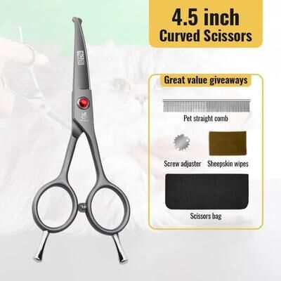 Uplift Essentials Round Tip Safety Grooming Scissors For Sensitive Areas curved