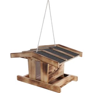 Kerbl Vogelhaus großer Arber, 87044, aus Holz, zum Hängen, 37,2 x 23 x 29 cm, mit Futtersilo