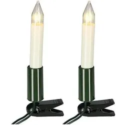 Hellum, Lichterkette, Lichterkette Schaftkerze 15 Kerzen klar für innen Schaft/Kabel grün 12,8m elfenbein (0.42 m)