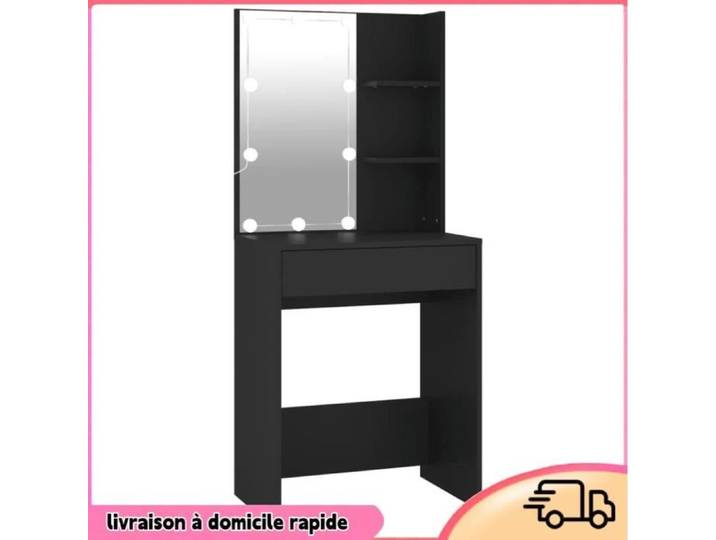 Cocosity Coiffeuse avec LED Noir 60x40x140 cm - 7894202883041