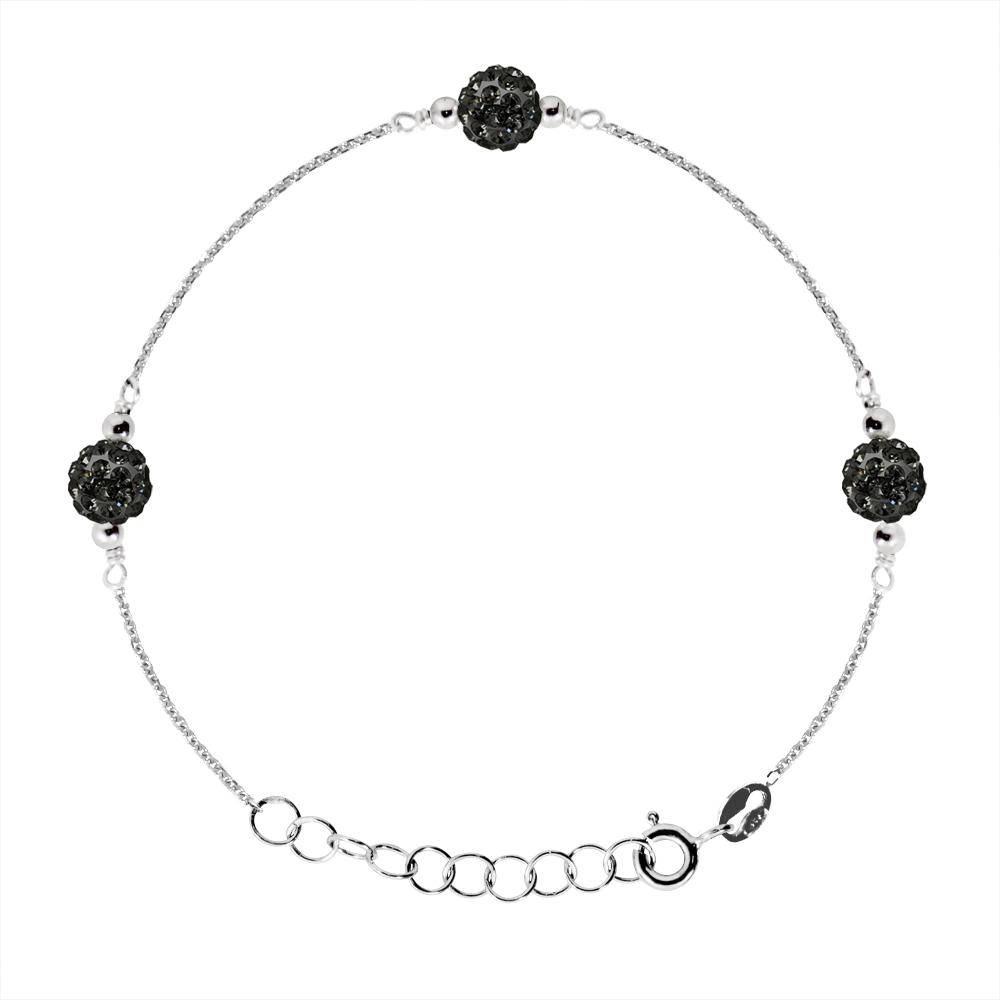 Crystal Trio Armband Preciosa Black Silver 925