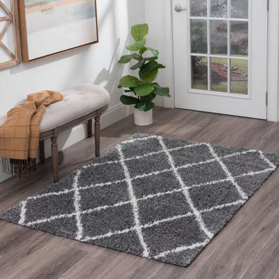 Alise Rugs Sohni Shag Farmhouse Diamond Indoor Area Rug