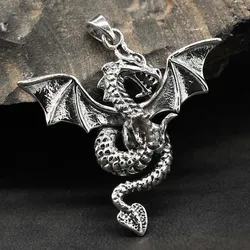 Drachensilber Drachen Kettenanhänger Silber Schmuck Anhänger 925er Silber - Silber