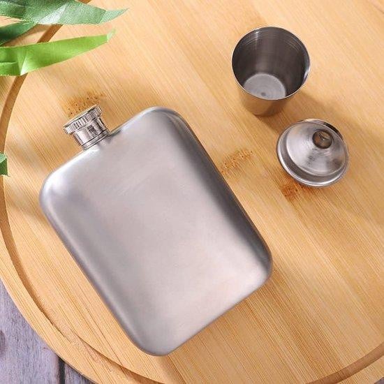 RVS-heupfles zilver, 170 ml, draagbaar voor wandelaars