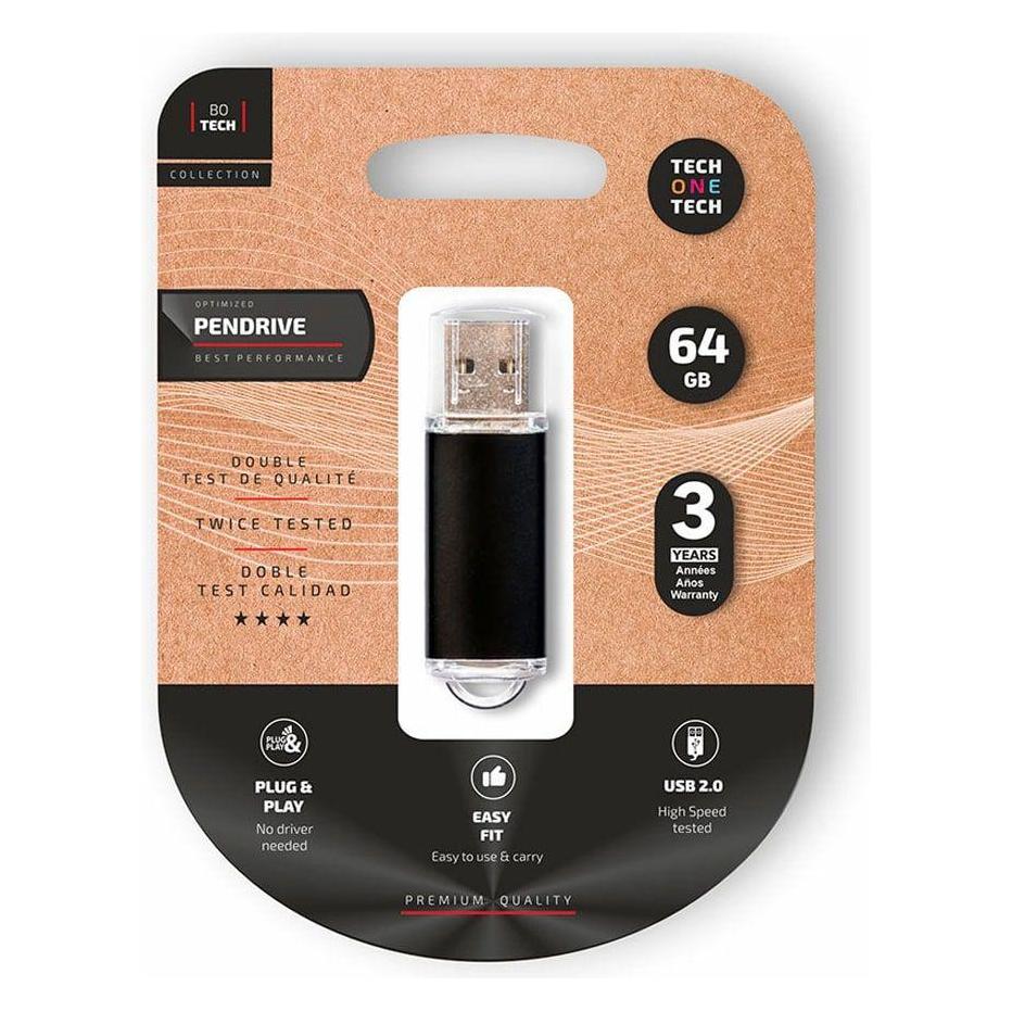 Tech One Tech USB Pendrive TEC3008-64 Schwarz (64 GB, USB-A) (49372828)