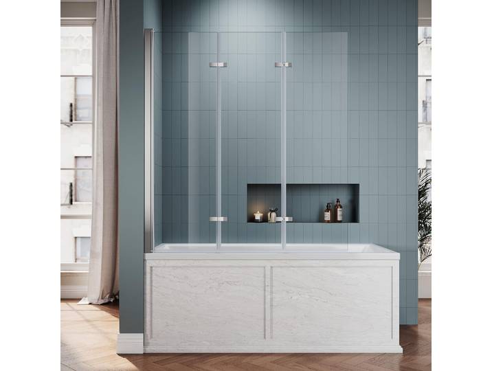 SIRHONA Paroi de Douche Baignoire, 2 volets with 100x130cm / 3volets with 130x130cm, 3 volets 130x130cm