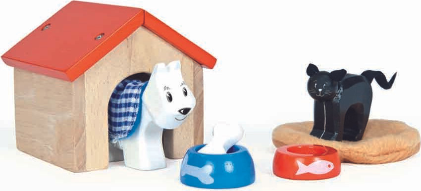 Le Toy Van Poppenhuis set met 3 huisdieren
