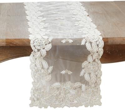 Saro Lifestyle "Threaded Lace Net Table Runner - 15""x72"""
