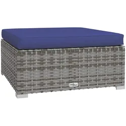 vidaXL Gartenhocker mit Kissen Grau 70x70x30 cm Poly Rattan