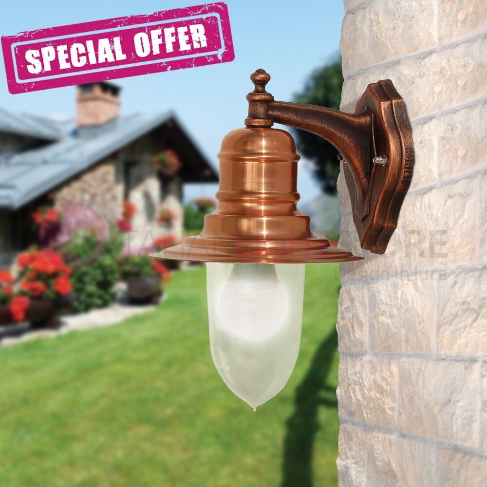Campiello Lampada A Parete In Rame Naturale Per Esterno Giardino - Offerta Pochi Pezzi