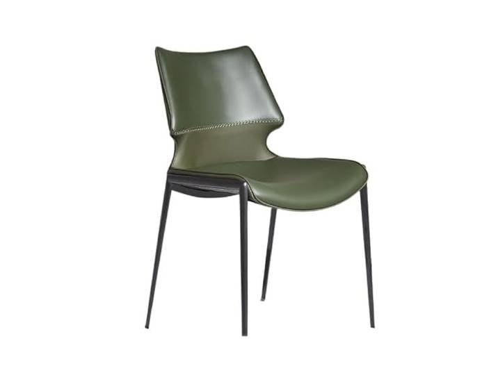 DIANXI Lounge-Sessel Leichter Luxus-Esszimmerstuhl, Hotelhaushalt, moderner, einfacher Edelstahl-Sattelleder-Rückenlehne, Inseltischstuhl