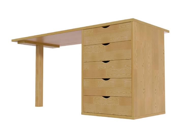 Bureau bois massif 5 tiroirs Miel