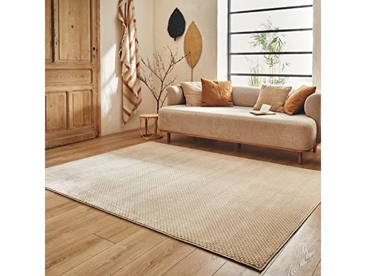 Nazar Tapis Salon Tapis Chambre Tapis Doux Tapis Beige Tapis Uni Doux Tapis Rectangulaire\, Tapis Motif Géométrique\, Grand Tapis\, Tapis Blanc\, Tapis De Couloir (173 crème\, 120x160 cm)