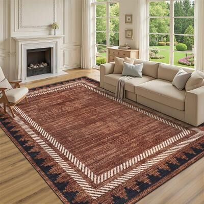 Garvee Graphic Modern Border Geometric Area Rug