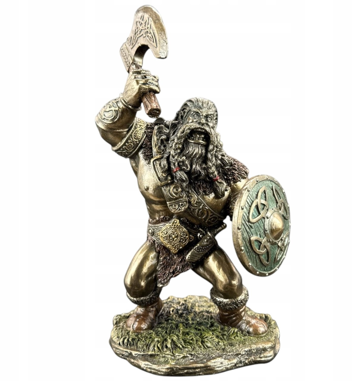 Veronese Viking Beeld met Bijl en Schild - Bronskleurig