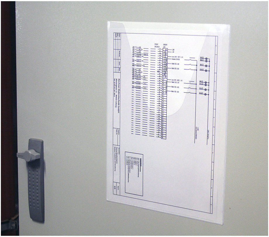 Schaltplantasche, selbstklebend, mit V-Öffnung, Format DIN A4, transparent, VE 25 Stk EICHNER