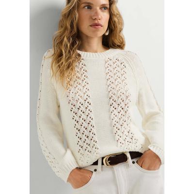 V-Ausschnitt-Pullover PEPE JEANS "jumper AVELINE", Damen, Gr. L, weiß (mousse weiß), 60% Baumwolle, 40% Acryl, Pullover