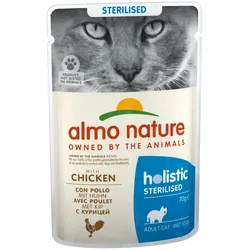 Almo Nature Holistic 70g Beutel Katzennassfutter Sparpaket 60 x 70 Gramm Sterilised Huhn
