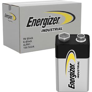 Energizer Batterien Industrial 4022, Alkaline, 9V, 5 Jahre lagerfähig, E-Block / 6LR61, 156 Stück