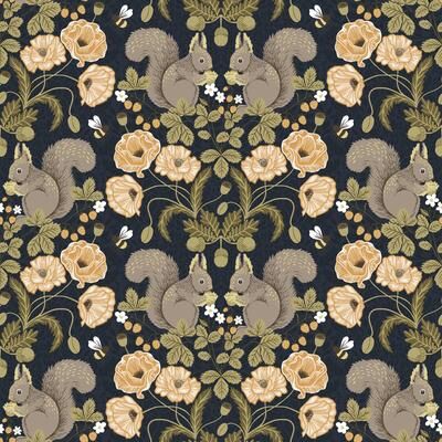 A-Street Prints Kurre Dark Blue Woodland Damask Wallpaper