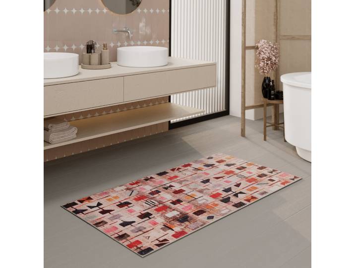 Badematte WECON HOME Nelson , bunt, H:0,5mm, Polyester, Badematten, Badematte, orientalisch, waschbar, rutschfest, schnell trocknend, Badteppich