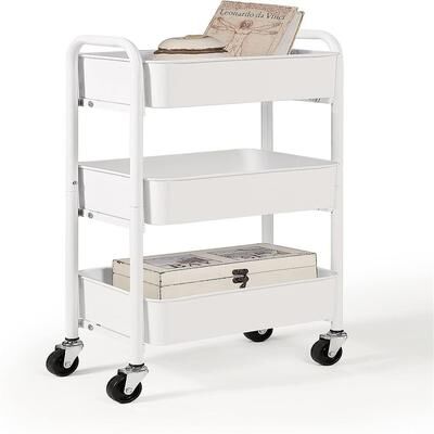 No "3-Tier Delicate Compact Rolling Metal Storage Organizer - 10.27""D x 15.5""W x 26.8""H"