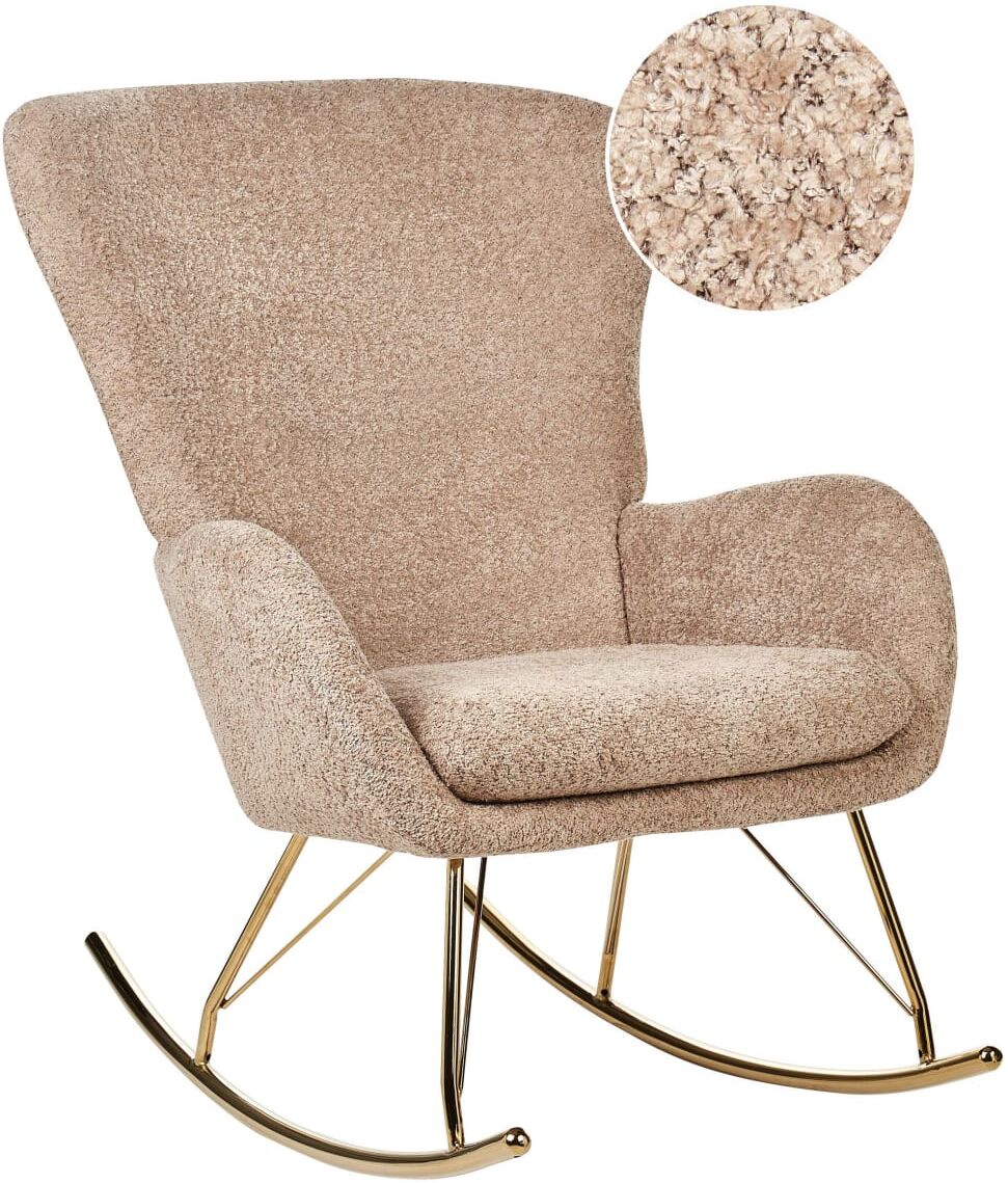 Beliani Fauteuil à bascule bouclé beige Beige 99x99x74cm