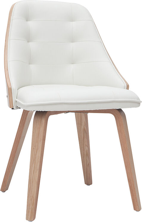Miliboo Chaise design blanc et bois clair FLUFFY