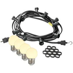 Illu-/Partylichterkette 30m Außen schwarz 30 warmweiße E27 LED Kugellampen