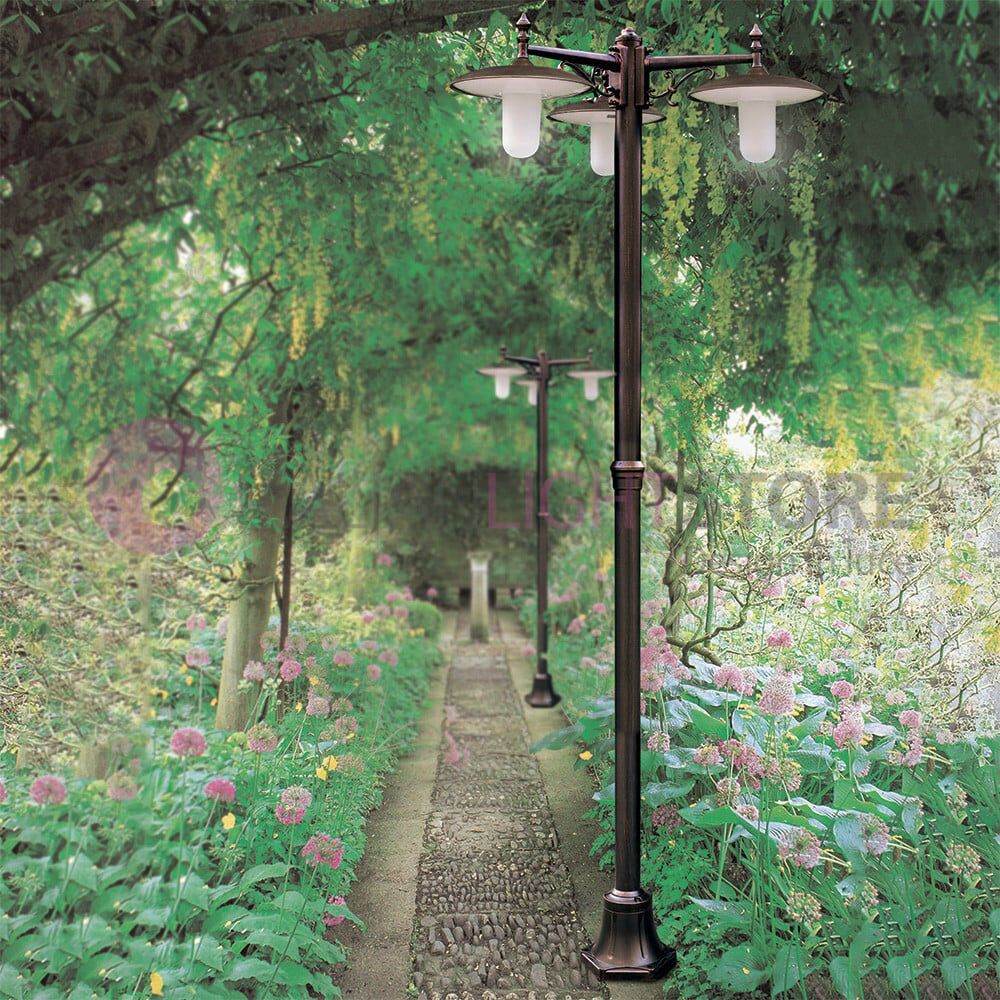 Toscana Lampione 3 Luci H. 230 Classico Alluminio Illuminazione Giardino