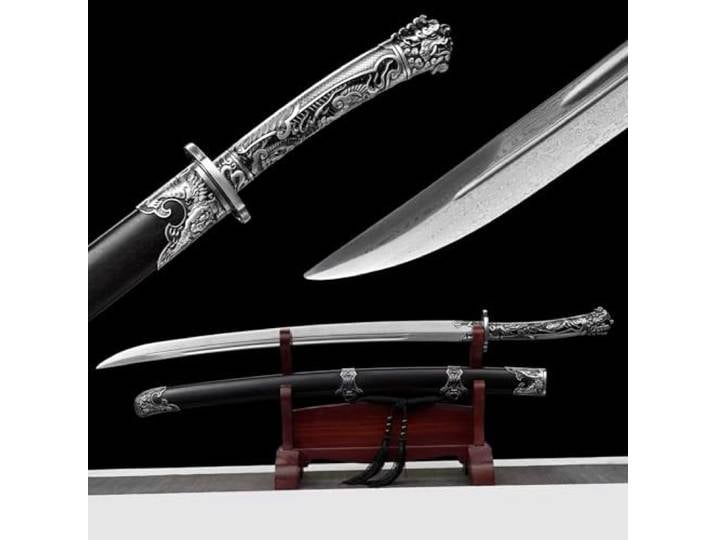 103cm Musterstahl Samurai-Schwert,Handgeschmiedetes katana mit natürlichem Drachen Phönix-Sandelholz Scheide,Echtes Samuraischwert für Geschenke,Kampfsport,Training,Ausstellung,Requisiten,Cosplay