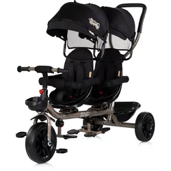 Chipolino Zwillingsdreirad Hip Hop, zwei Kinder, bis 40 kg, Sitze 360° drehbar black