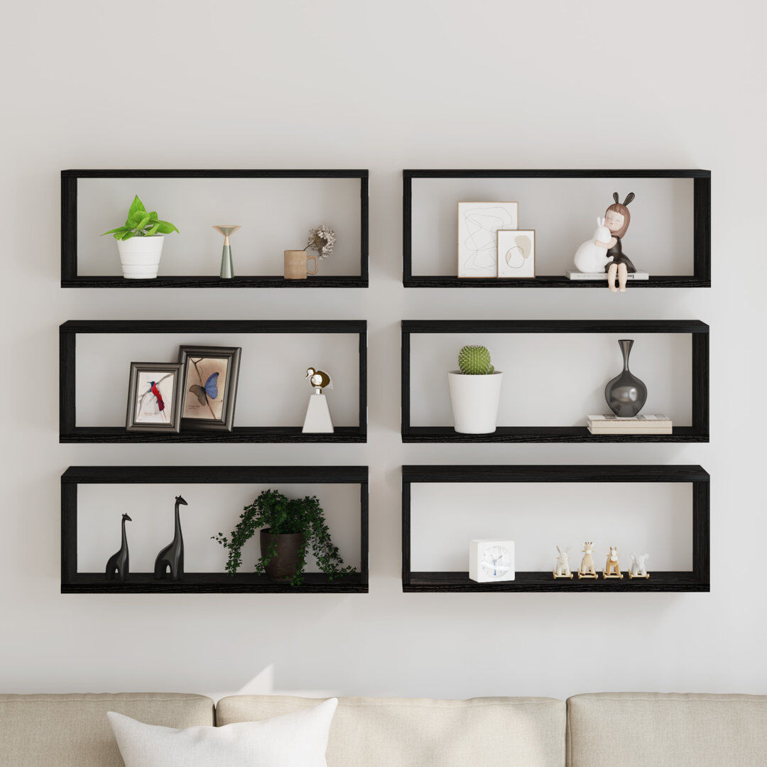 Brayden Studio Floating Shelf Black 23cm H X 60cm W X 15cm D