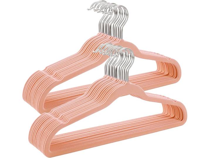 Samtkleiderbügel 30er Set rutschfest Korallenrosa