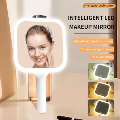 Fusion Finds Portable LED Makeup Mirror With Color Lights Touch Control Handheld Vanity Mirror white