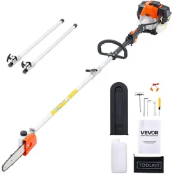 VEVOR Benzin-Hochentaster, 33ccm 2-Takt Motorsäge, Teleskopsäge mit 2,04–3,54 m ausziehbarer Stange, 20,3 cm Schwert, 850 ml Kraftstofftank, für ein kraftvolles Sägen in hohen Baumkronen