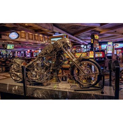 Fototapete PAPERMOON "OLDTIMER MOTORRAD-TUNING CASINO LAS VEGAS SLOTMASCHINEN", bunt, B:4,5m L:2,8m, Vlies, Tapeten