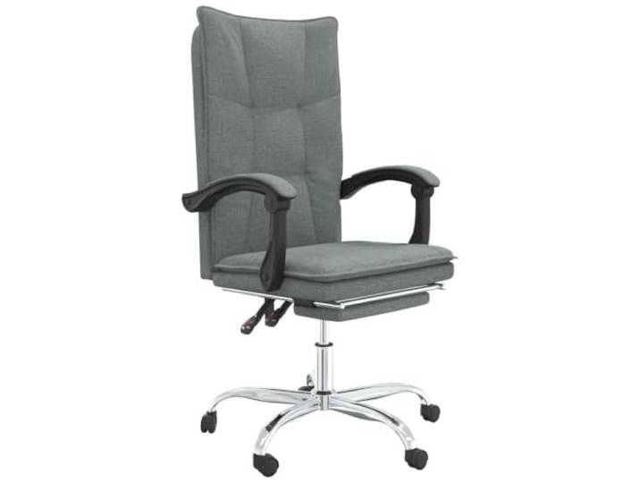 HGDFWRQW Bürostuhl mit Liegefunktion Schreibtischstuhl Dunkelgrau Stoff Ergonomischer Drehsessel fürs Homeoffice mit ausziehbarer Fußstütze, weicher Polsterung und 110 kg Belastbarkeit.